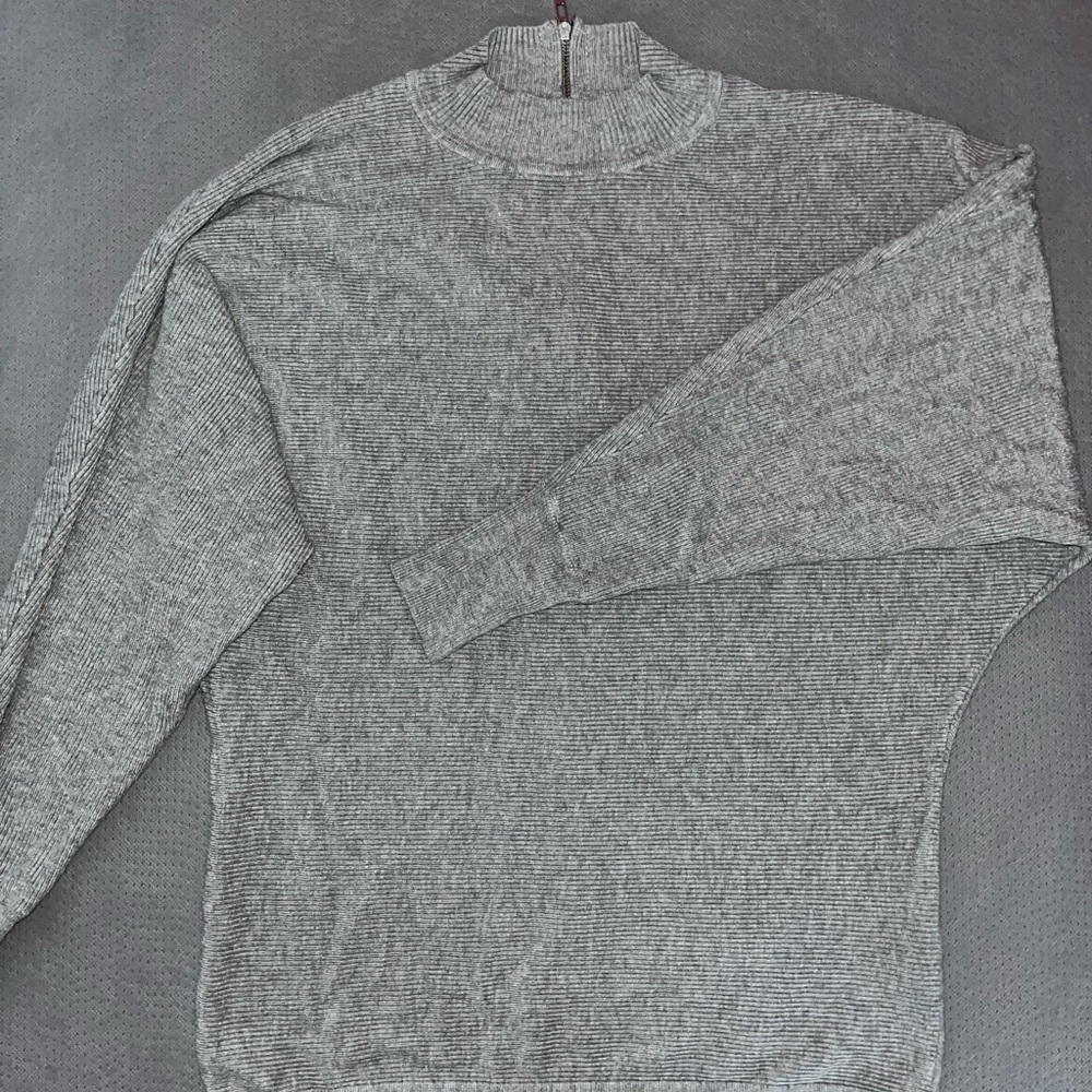 Womens size small grey sweater with zip up back